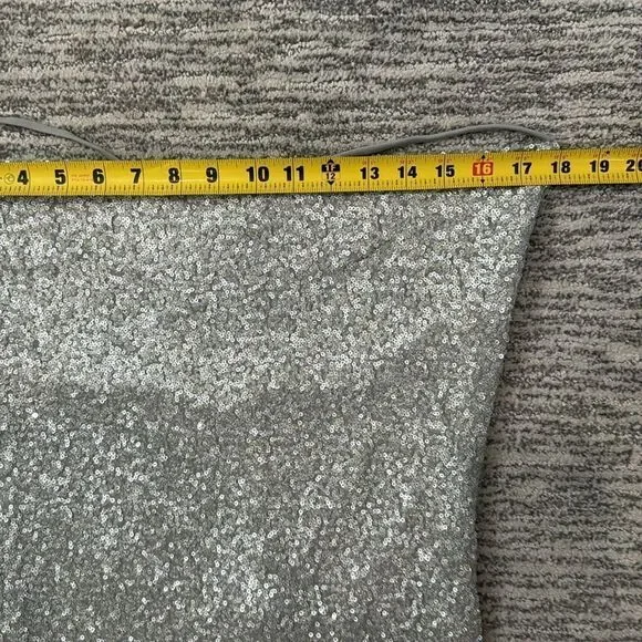 NWT Susana Monaco Sequin Cowl Neck Mini Dress Silver Large - Picture 8 of 13